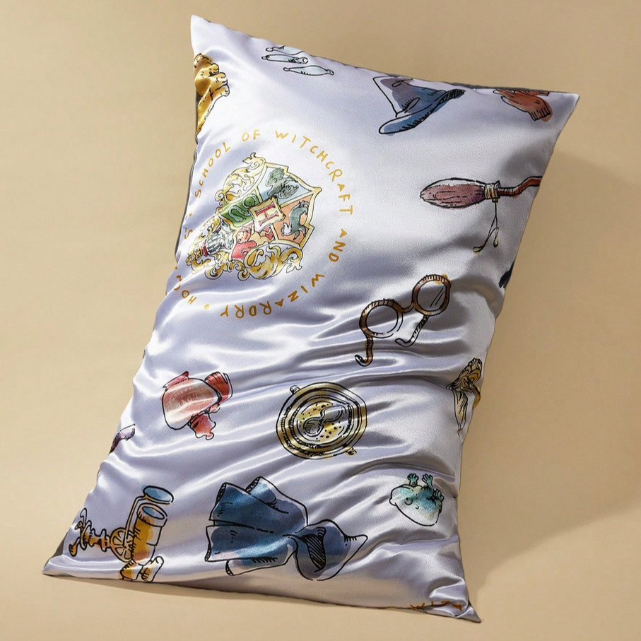 HARRY POTTER Hogwarts Pattern 1 x Large Satin Pillowcase 20" x 36"