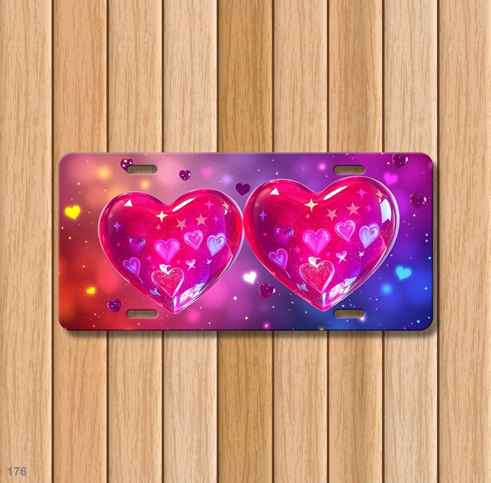 Bold Hearts License Plate Personalized Front Bumper Plate Gift Idea