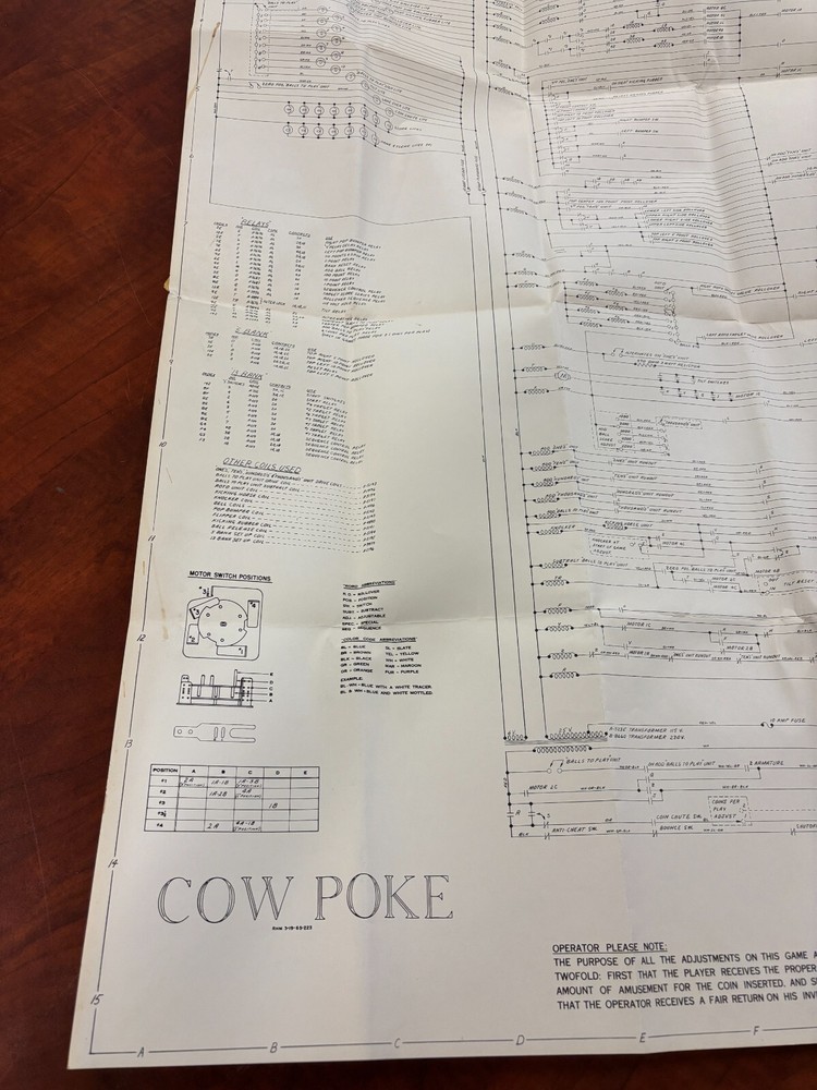 ORIGINAL-GOTTLIEB-COW POKE-SCHEMATICS