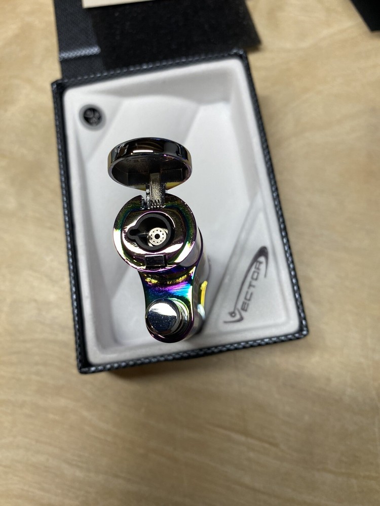 Vector Stratos Single Jet Torch Cigar Lighter - Chrome and Prizm - New