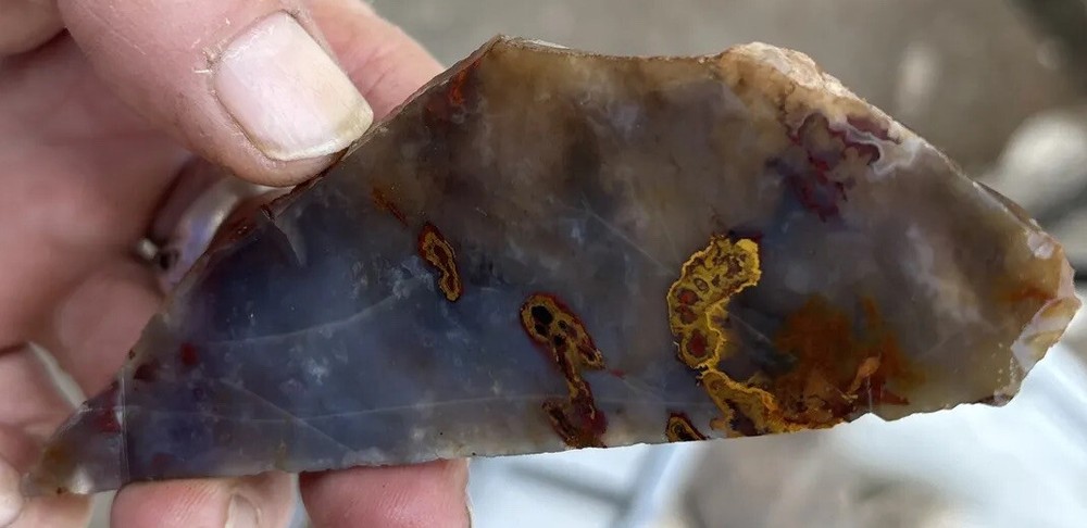 Pigeon blood agate slab