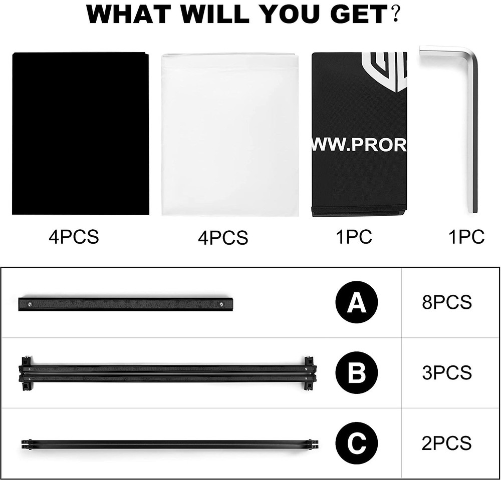 PRORECK 4-Panel DJ Facade Black & White Scrim Foldable Stage Booth Carry Case