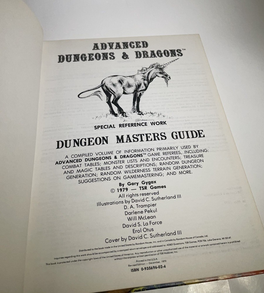 Advanced Dungeons & Dragons Dungeon Masters Guide 1979 Revised TSR Gary Gygax