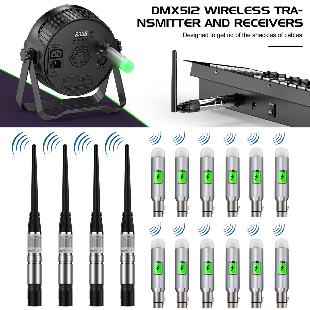 3PCS Wireless Rechargeable Receiver + 1PC Transmitter DMX512 For Stage Lighting