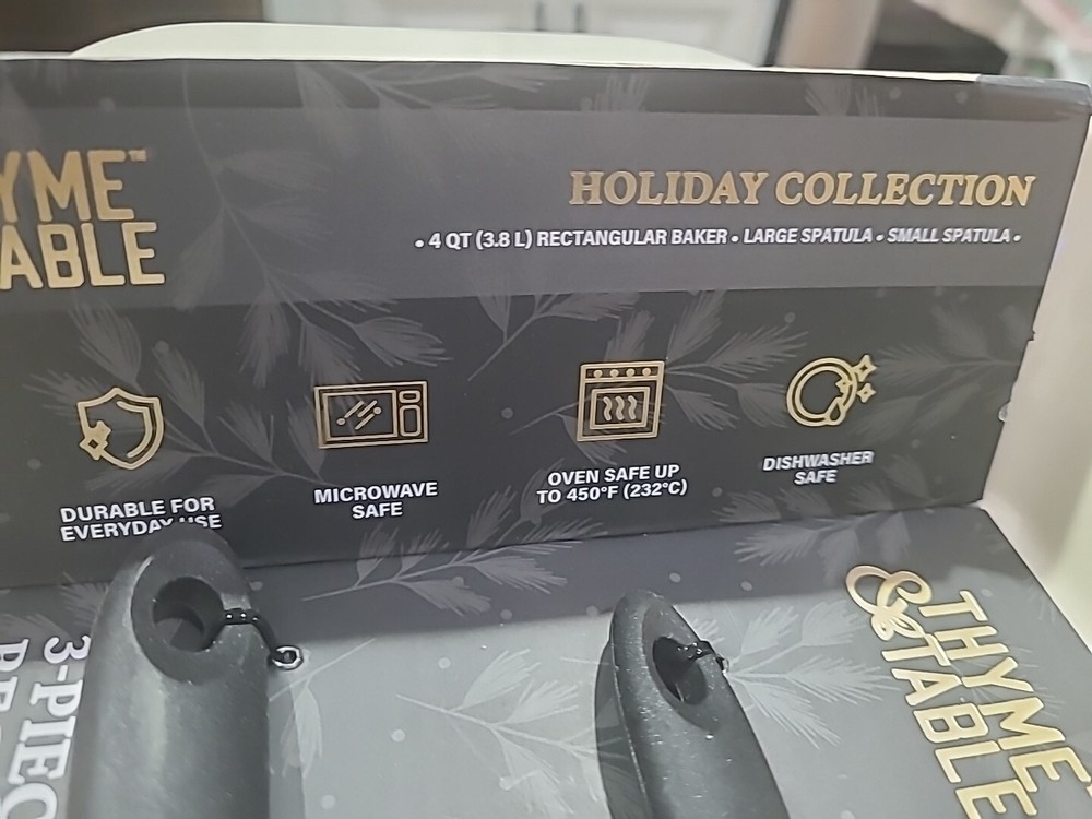 Thyme And Table Holiday Collection 3 Piece 4 Quart Rectangular Baker And Utensil