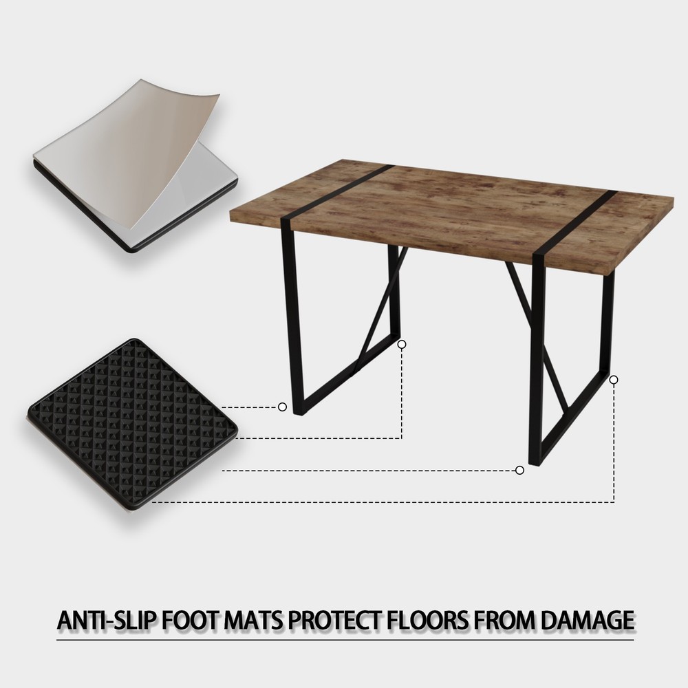 55 " dining table modern rural industrial rectangular MDF dark wood, 4-6 peopl