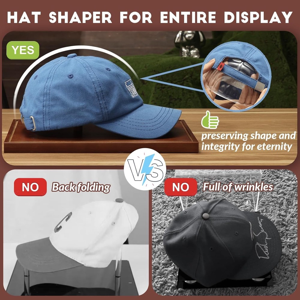 JupDec Hat Display Case, Clear Acrylic Baseball Cap Box 1 Pack, Brown