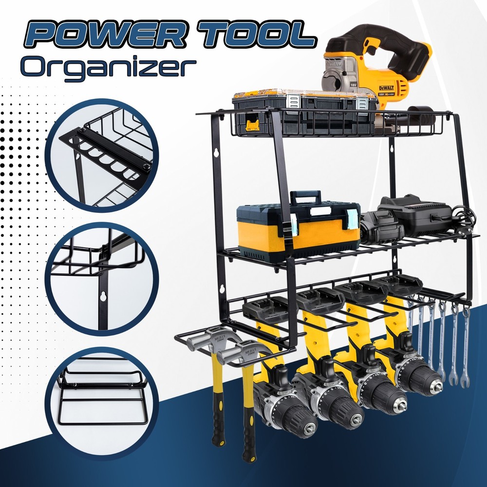 Power Tool Organizer Wall Mount - Tool Organizer with Drill Holder