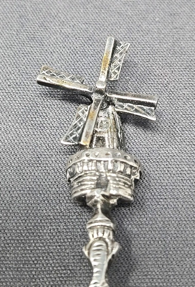 Antique Dutch 833 Silver Figural Windmill Spoon C. 1901