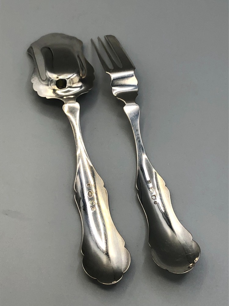 Vintage 830 fine Silver 2 piece Serving Set with Netherlands hallmarks