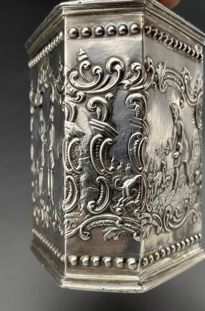 Dutch 2nd Standard 833 Sterling Silver Tea Caddy Unusual Triangular Form