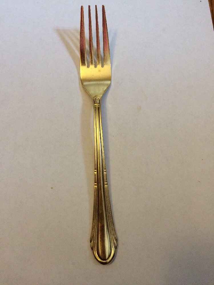 Hampton Stainless Gold Electroplate Rnd Tip HSV149 Dinner Fork 7 7/8"