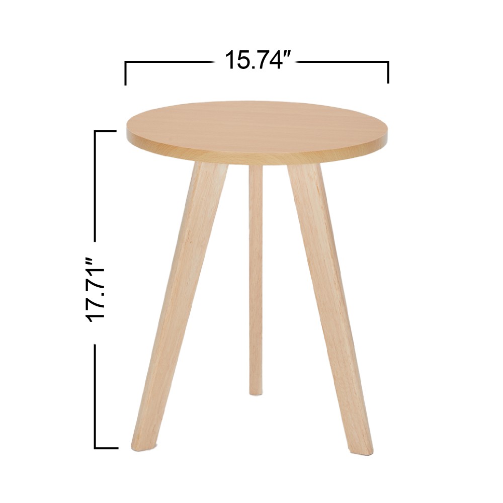 Modern Accent Table Solid Wood Frame MDF Top Natural Wood Compact Side End Table