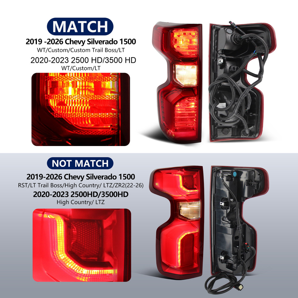 For 2019-2026 Chevy Silverado 1500 Halogen Tail Light Left Driver Side W/ Bulb