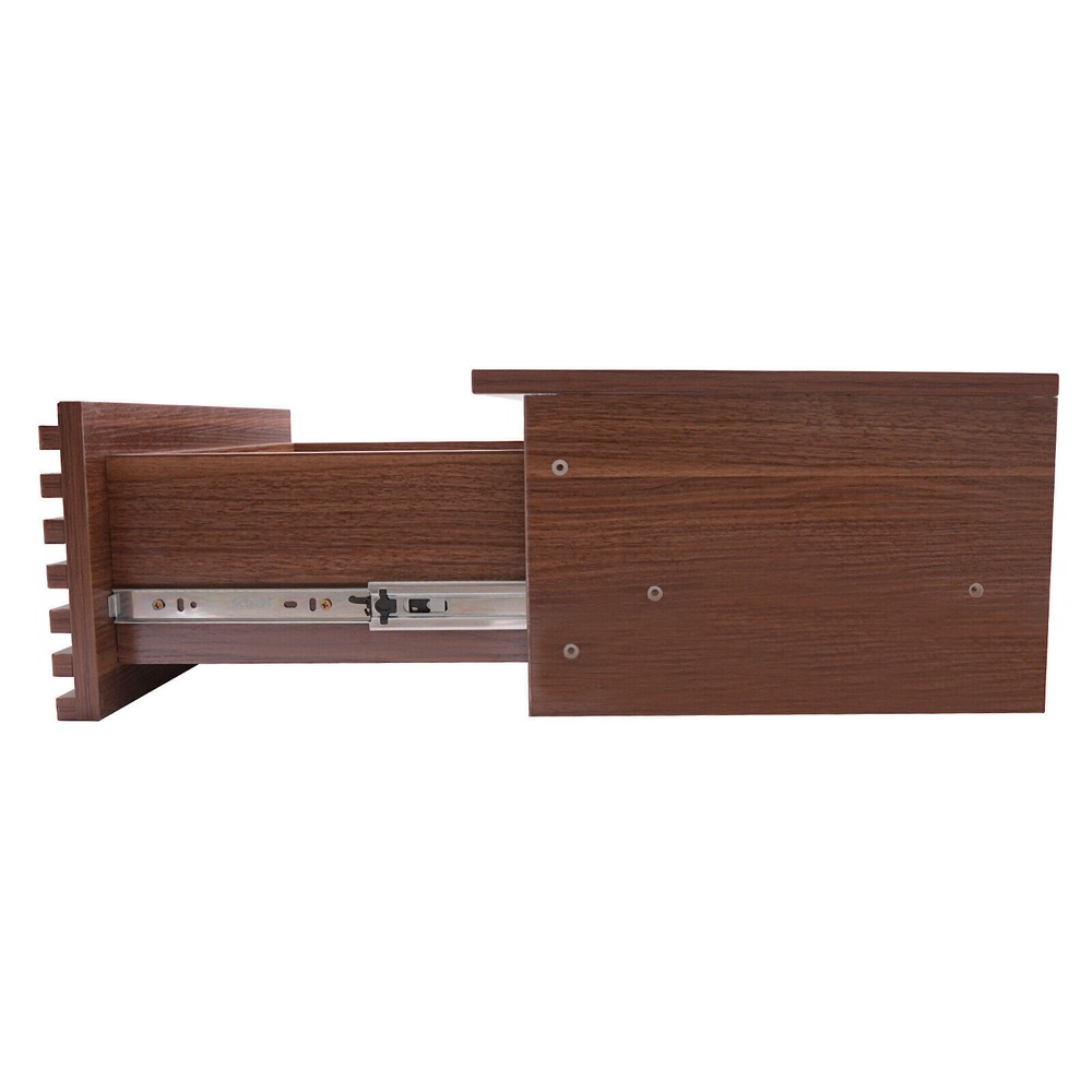 Brown/Black Wall-Mounted PC Table Floating Computer Desk W/ 2 Drawer 120lbs Load