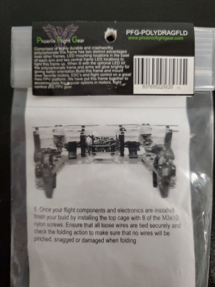 Phoenix Flight Gear Polycarbonate Dragonfly 252mm Folding Mini-H FPV LED Frame