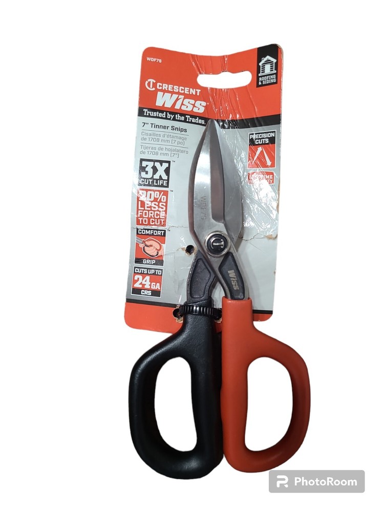 Crescent Wiss 7" Tinner Snips Precision Cuts WDF7S Red/Black Open Package