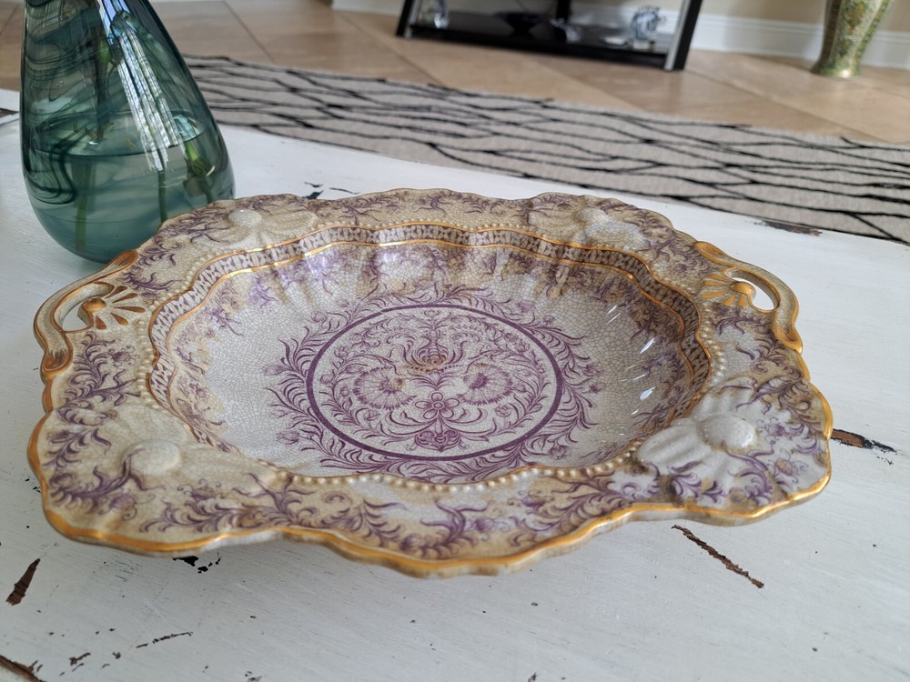 Vintage Crackele Ceramic Dish 14x12
