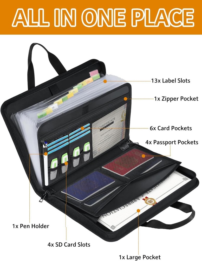 Important Document Organizer Folio Accordion File Organizer Fireproof Expanding