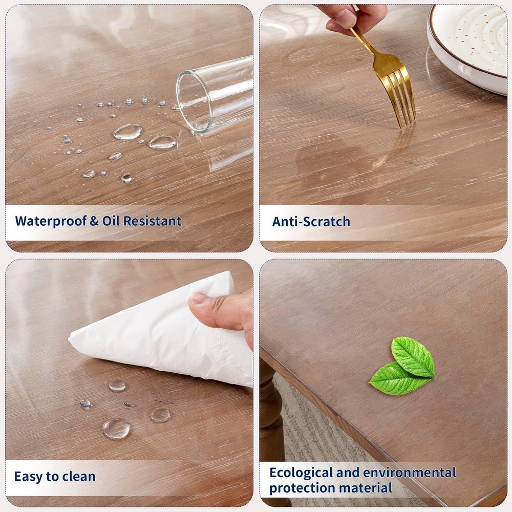 34 x 72 Inch Clear Table Cover Protector, 2mm Thick Clear Table Protector for...