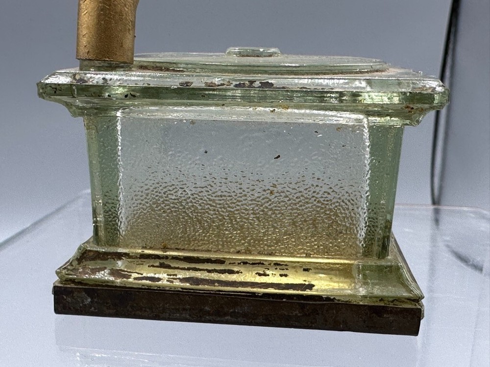 c 1915 Graphophone PHONOGRAPH Glass Record CANDY CONTAINER Antique E&A 576