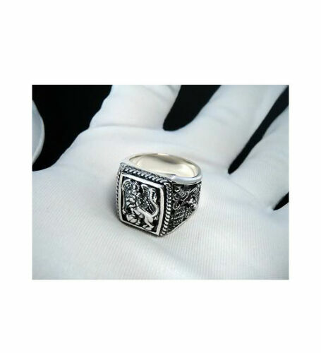 GRAND LION & COBRAS MEN RING SOLID.925 STERLING SILVER