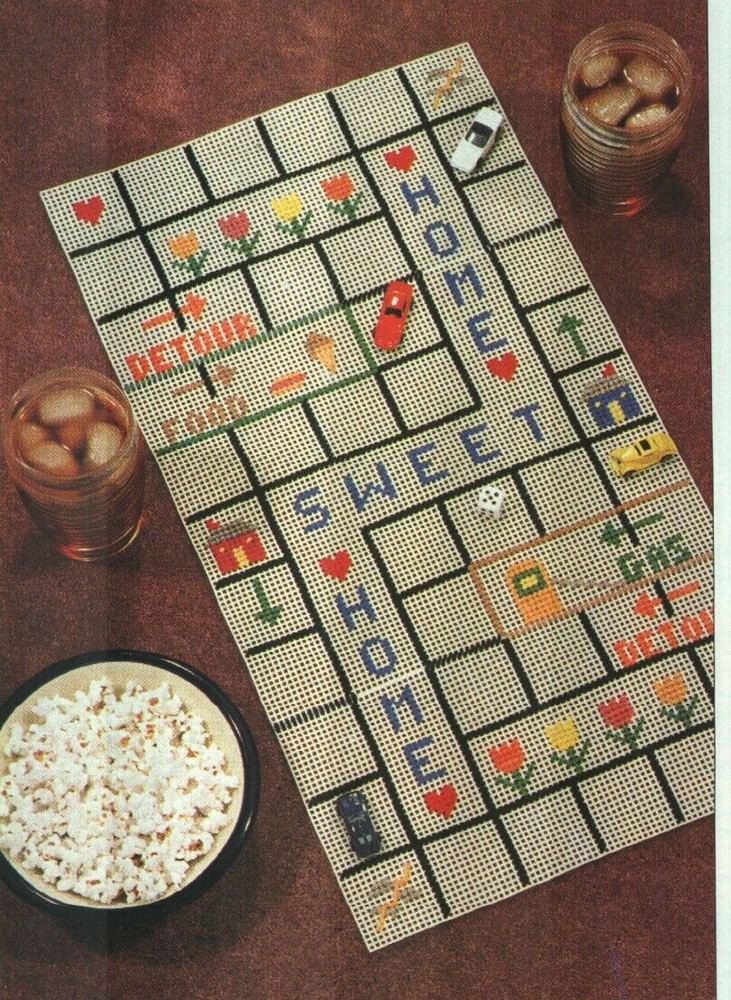 IT'S A RACE FOLDABLE GAMEBOARD PLASTIC CANVAS PATTERN INSTRUCTIONS