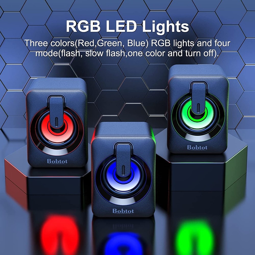 Mini Bluetooth Computer Speaker USB Powered Portable Stereo Audi with RGB Lights