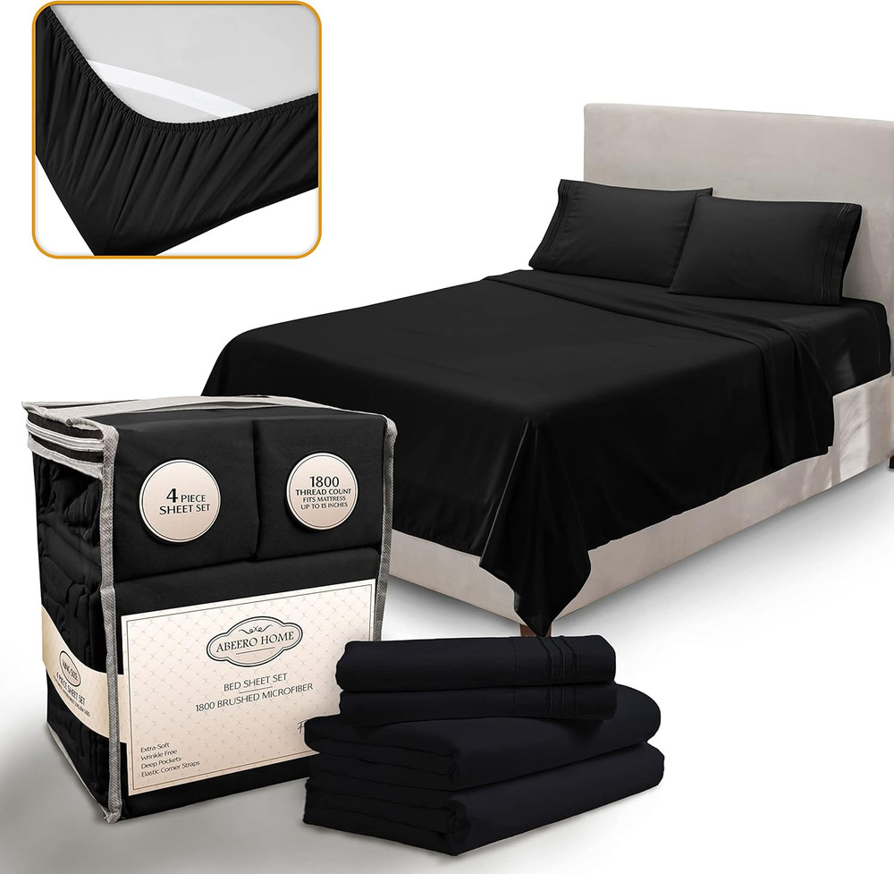 Full Size Bed Sheets Cooling - Luxury Hotel Sheet Set - Soft Sheets with Elastic