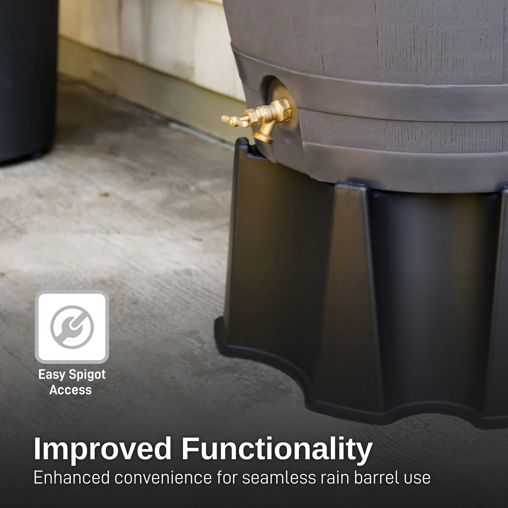 Flat Back Rain Barrel Stand, Black Color