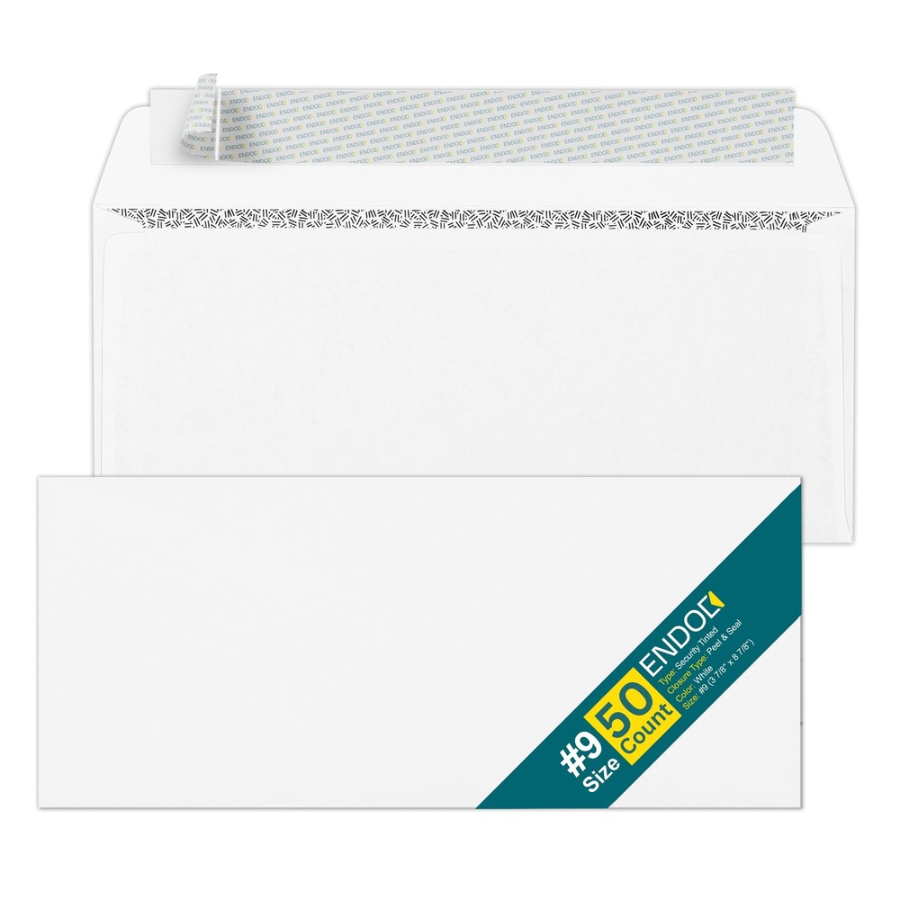50#9 Self Seal Security Tinted Envelope - Windowless Strong Peel and Seal Sec...