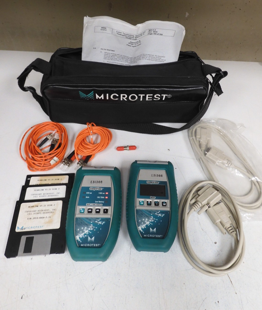 Microtest Simplifiber - w/  850/1300 source & meter in case w/ acc. - QA52