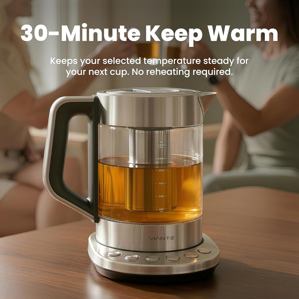 Electric Tea Kettle with Infuser for Loose Leaf, No Plastic in Contact with Wate