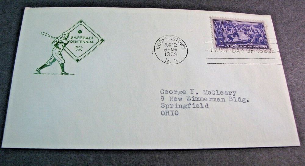 US Stamp FDC Scott# 855 Baseball Centennial 1939  PL11