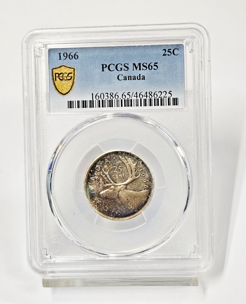 1966- Canada Queen Elizabeth 11 Silver 25cent PCGS Graded MS65