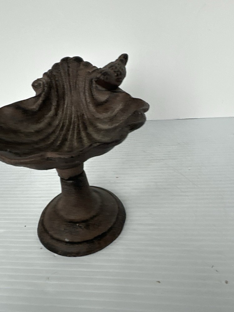 Cast Iron small Table Top Bird Feeder or Bath Shell Vintage 6”