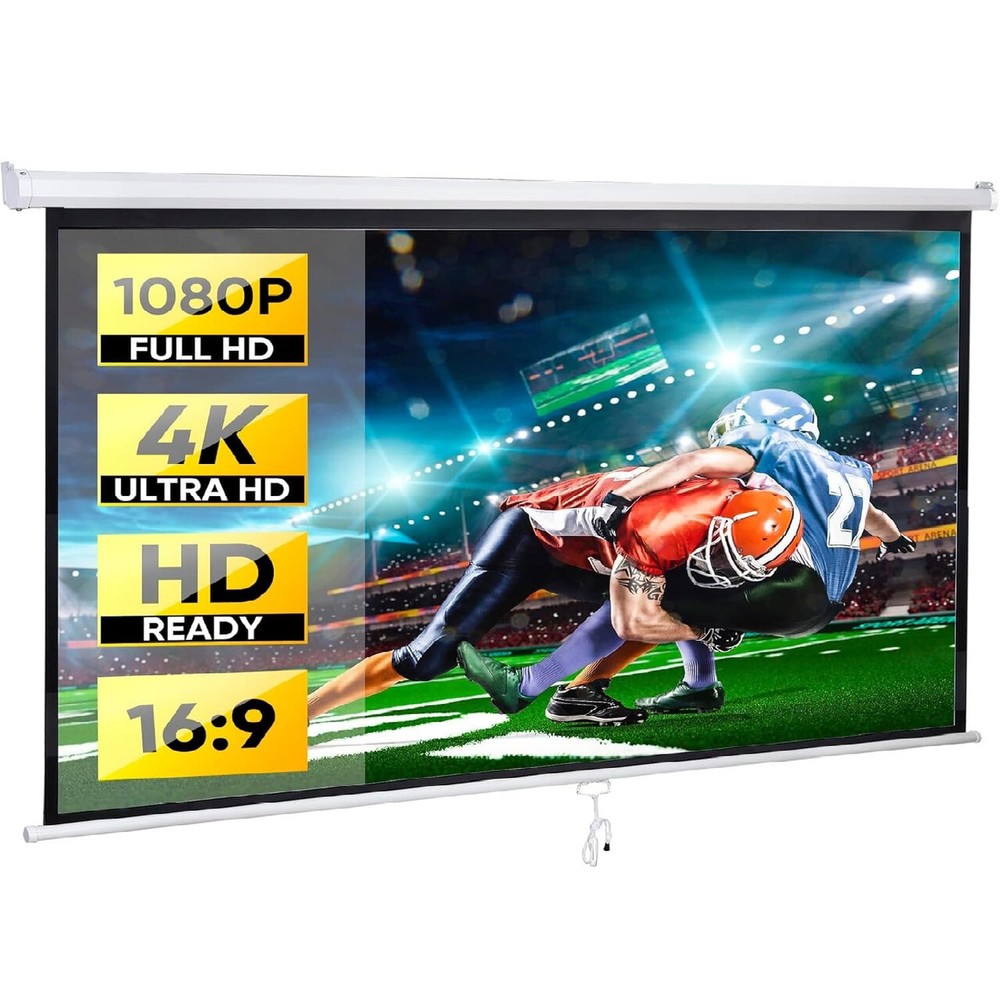 Projector Screen Pull Down 80 Inch 16:9 HD Projection Screen