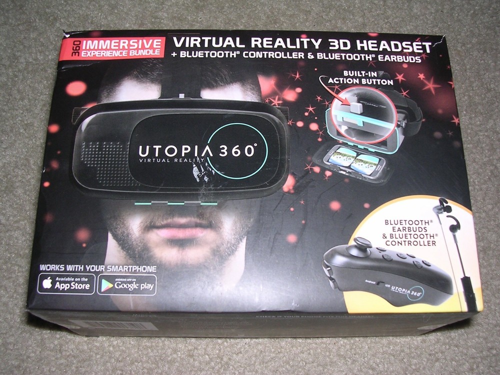 RETRAK 360 IMMERSIVE EXPERIENCE BUNDLE VIRTUAL REALITY 3D HEADSET + BLUETOOTH CO