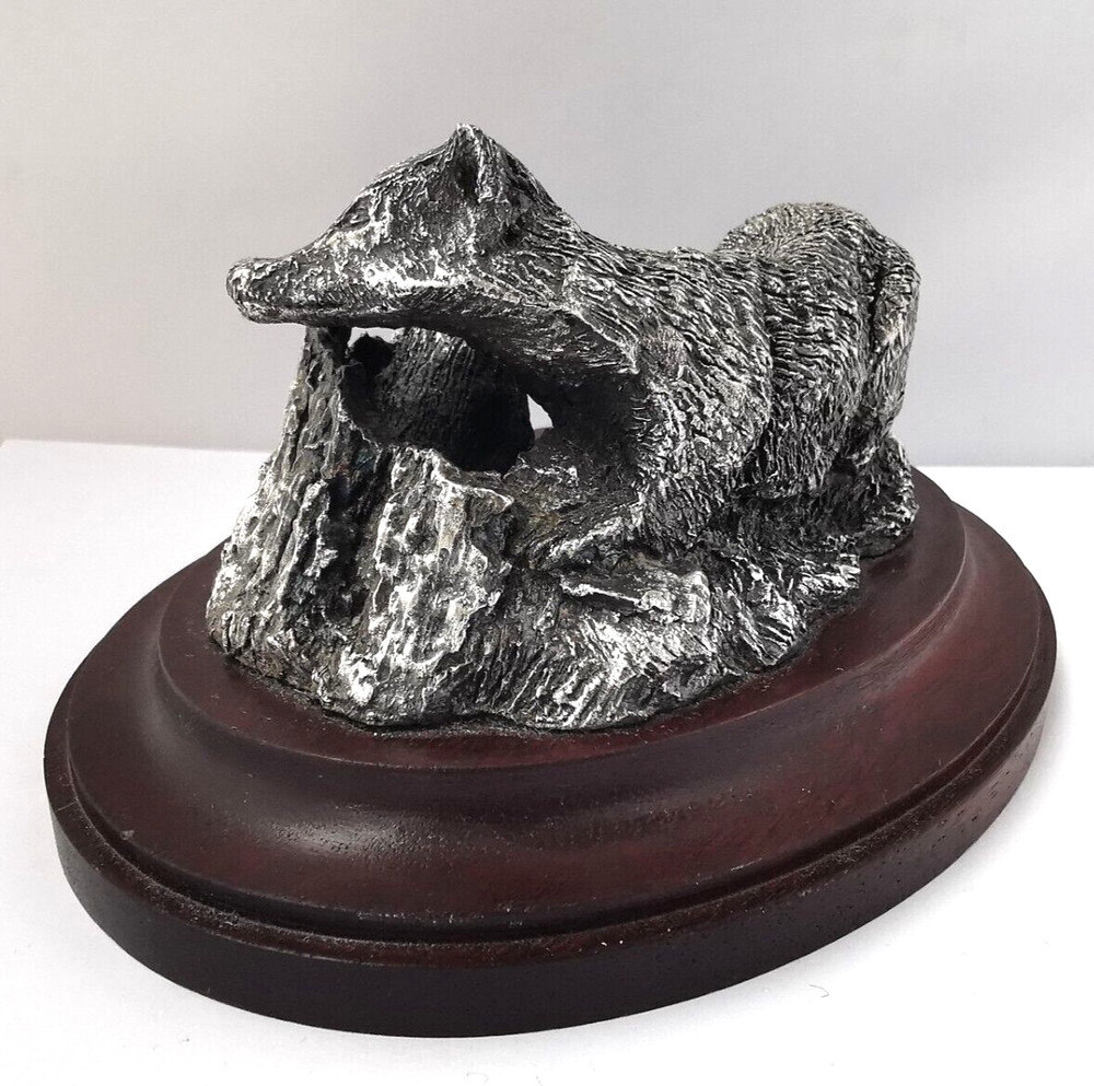 Vintage Solid Silver Badger Group Figurine - Sheff 1986.