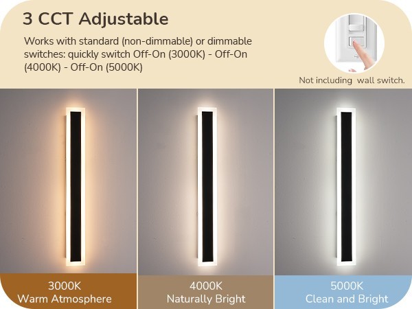 EDISHINE Modern Linear Exterior Wall Sconce 2 Pack,Adjustable Brightness & Color