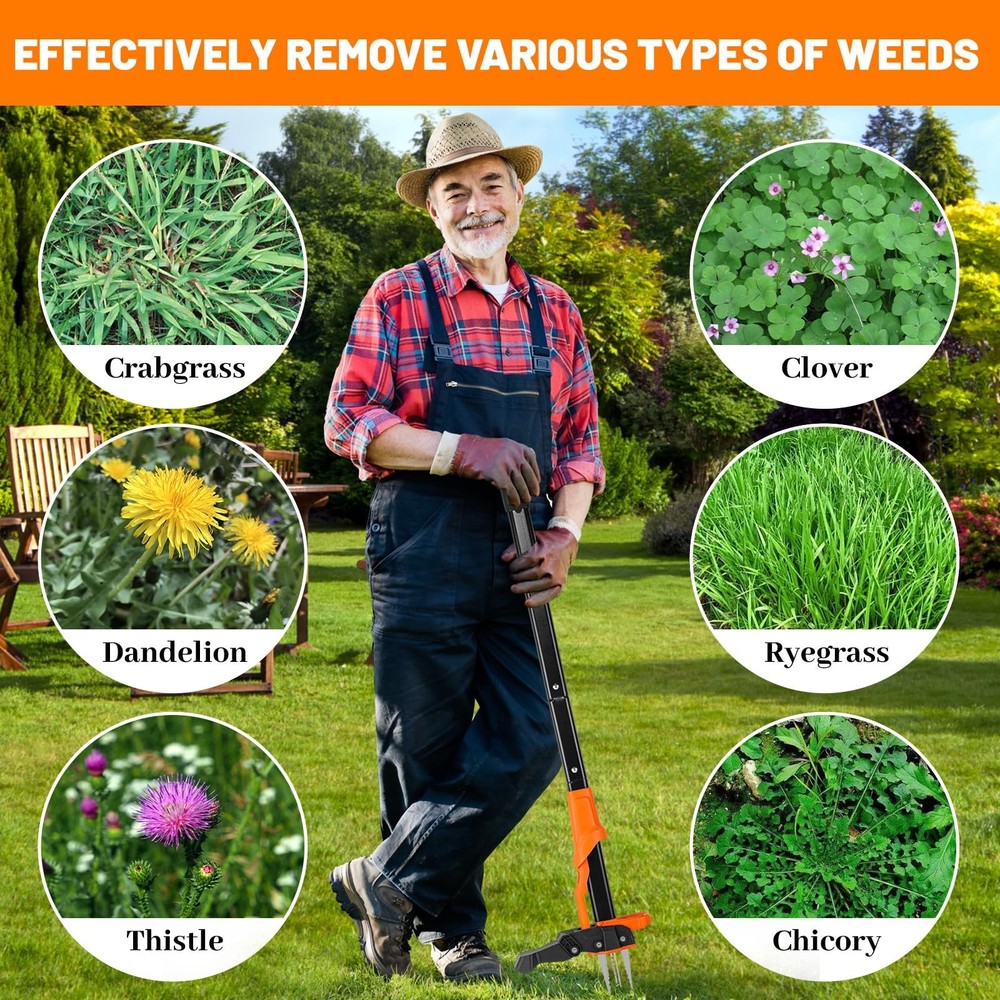 Weed Puller Tool, Stand Up Weed Puller Heavy Duty, Weeding Tool with 39" Ergo...