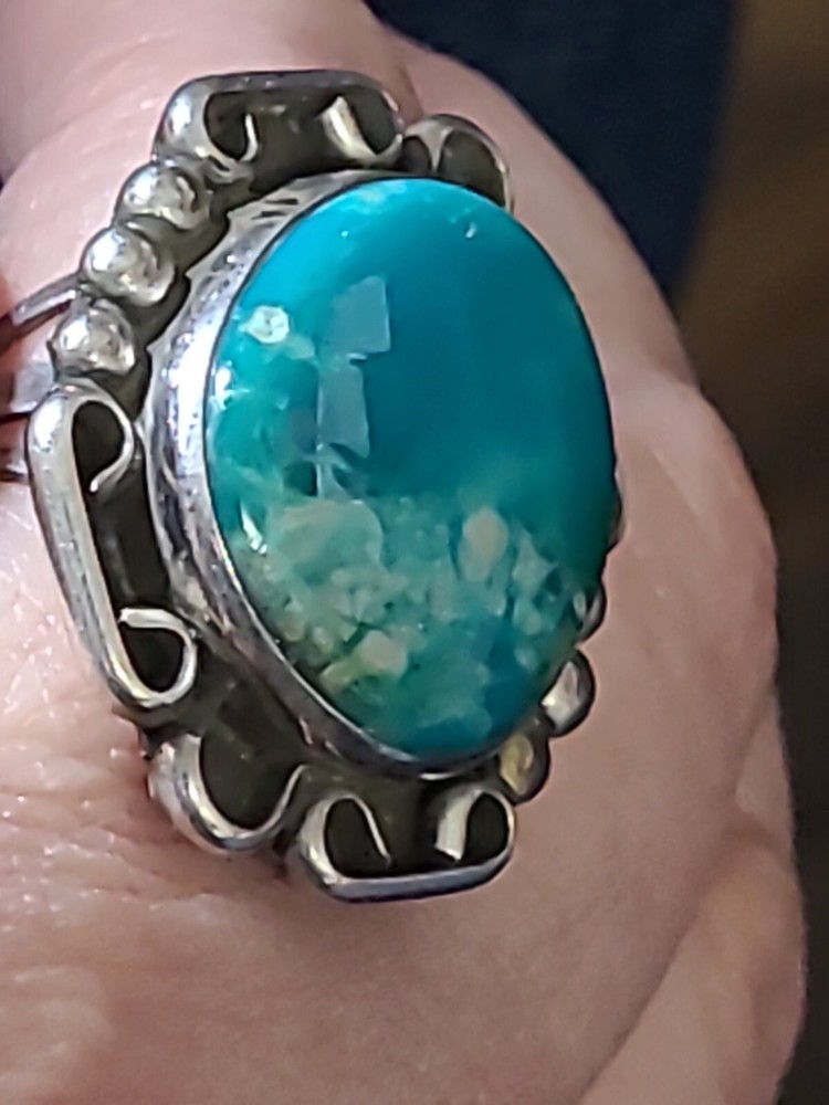 Size 6.5 Sterling Silver Navajo Turquoise Ring