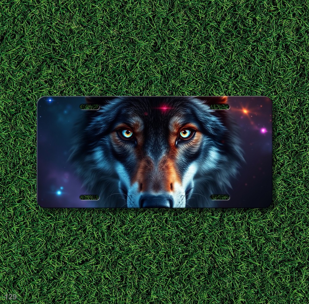 Realistic Wolf License Plate Customizable Auto Tag Anniversary Gift