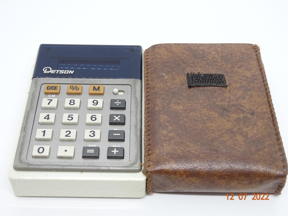 RARE DETSON E341 CALCULATOR & LEATHER CASE