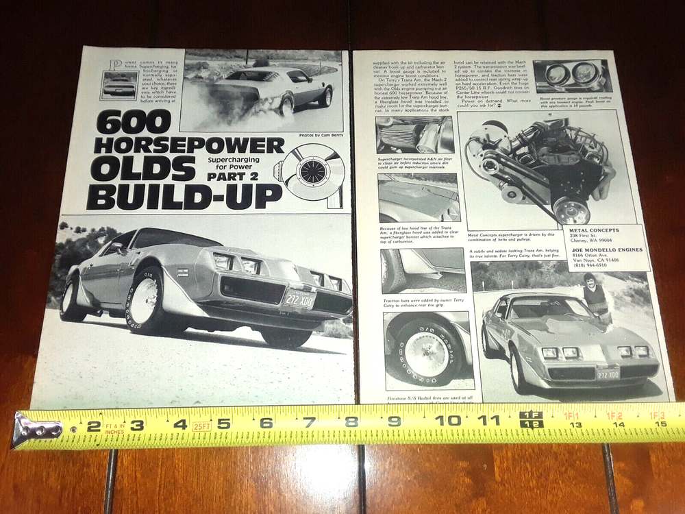 JOE MONDELLO OLDS 455 TRANS AM ORIGINAL 1985 ARTICLE