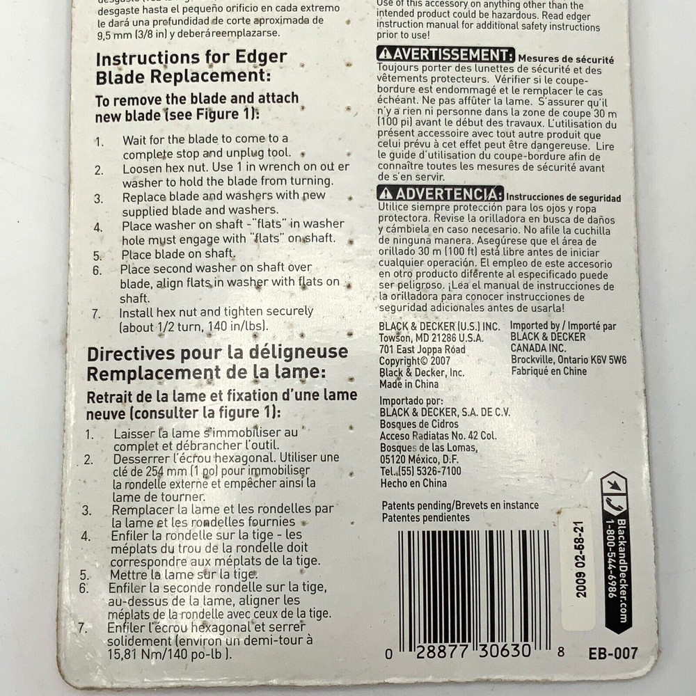 BLACK & DECKER Edge Hog EB-007 Heavy-Duty Edger Replacement Blade NEW