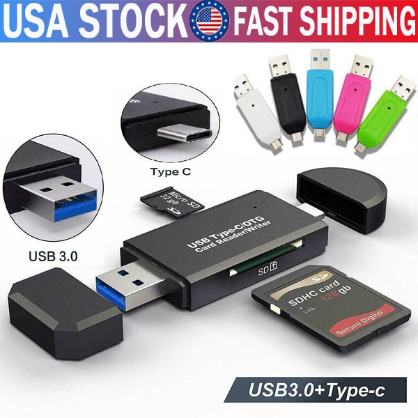 Card Reader USB 3.0 Type C Micro SD TF OTG Smart Memory Adapter Laptop Computer