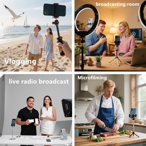 Wireless Lavalier Microphone for iPhone - iPad, Android Phone Computer, black