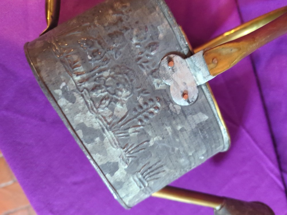 Mini Brass and Galvanized Watering Can Floral Embrossed Pattern