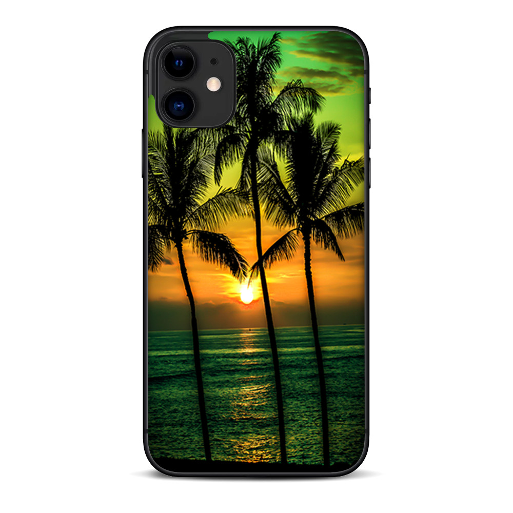 Skins Decal Wrap for Apple iPhone 11 - Sunset Palm Trees Ocean